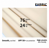 Suntrail dog suit fabric details with 76% nylon, 24% spandex and UPF 50+ protection