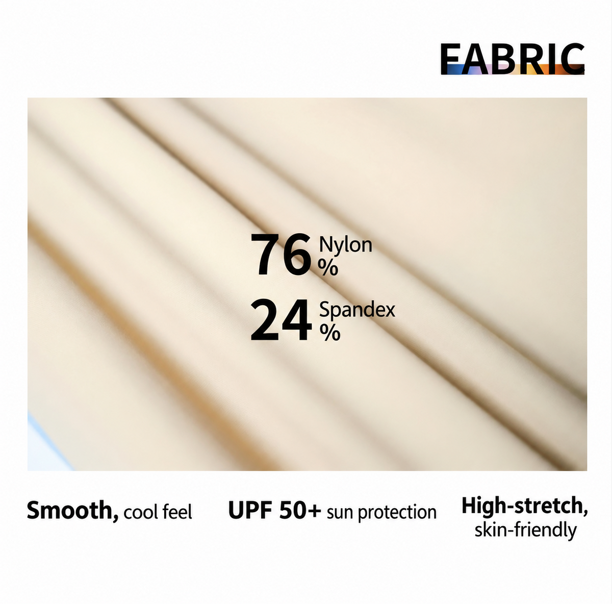 Suntrail dog suit fabric details with 76% nylon, 24% spandex and UPF 50+ protection