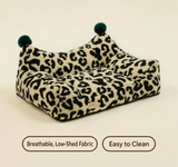 Vintage Pattern brown leopard-print pet sofa bed with breathable, low-shed fabric and easy-clean finish