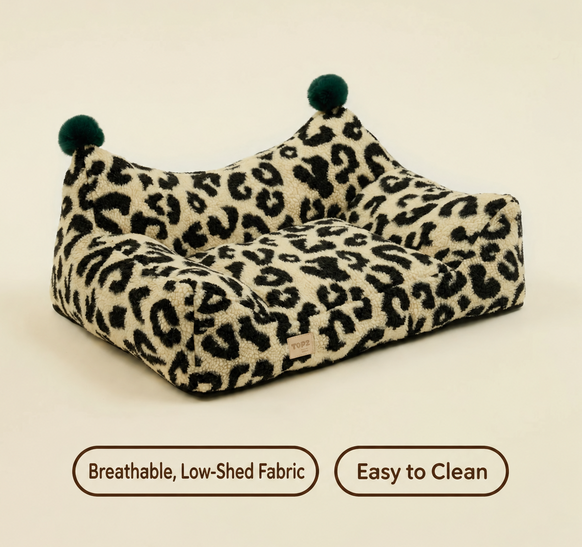 Vintage Pattern brown leopard-print pet sofa bed with breathable, low-shed fabric and easy-clean finish